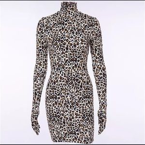 Leopard Gloved Body-Con Dress